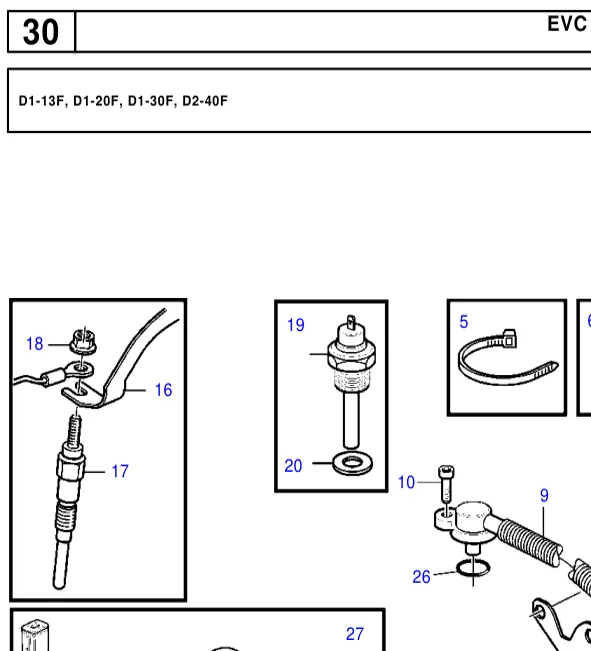 827151 — Temperature sensor, coolant water temp. exploded diagram