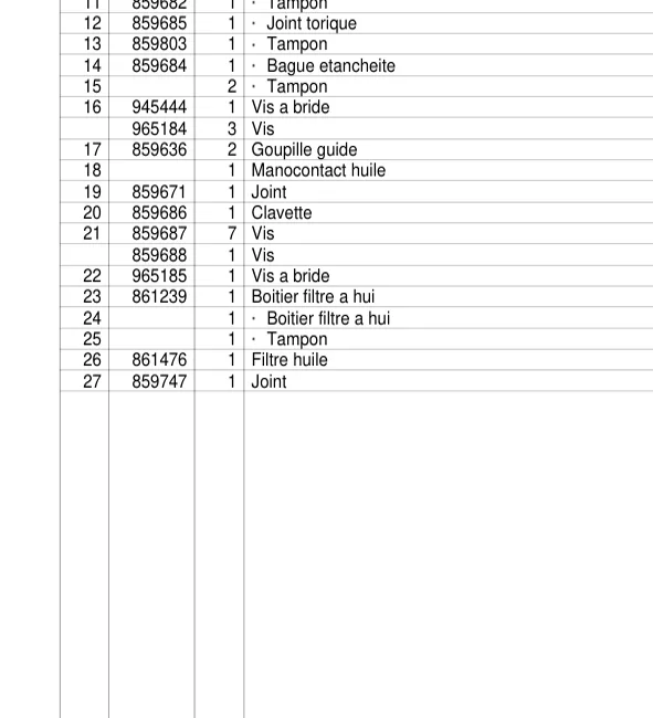 861476 — Filtre huile exploded diagram