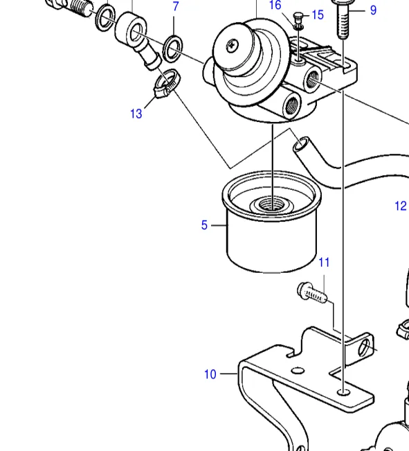 861477 — Fuel filter exploded diagram