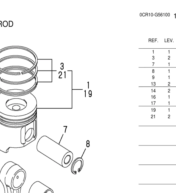 129005-22900 — PISTON ASSY, 0.25 OS exploded diagram